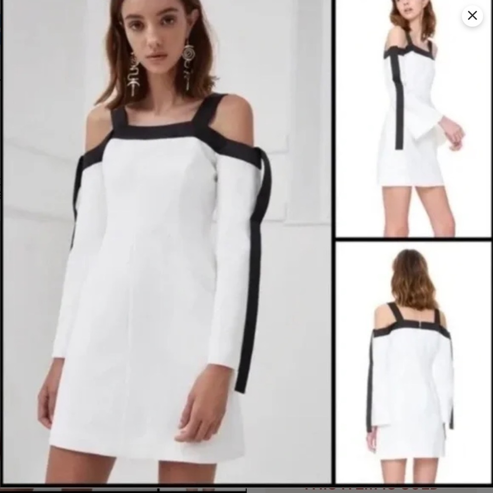 ❤️❤️ C/MEO Collective Outgrown Mini Dress White Black Cold Shoulder❤️❤️